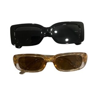 Y2K Stylish Black and Tan Sunglasses Set